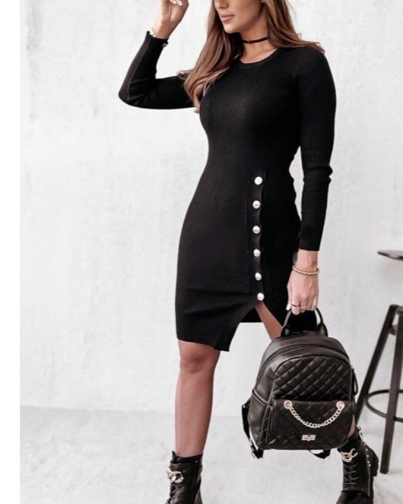 Μαύρο Φόρεμα με κουμπάκια που ανοίγουν