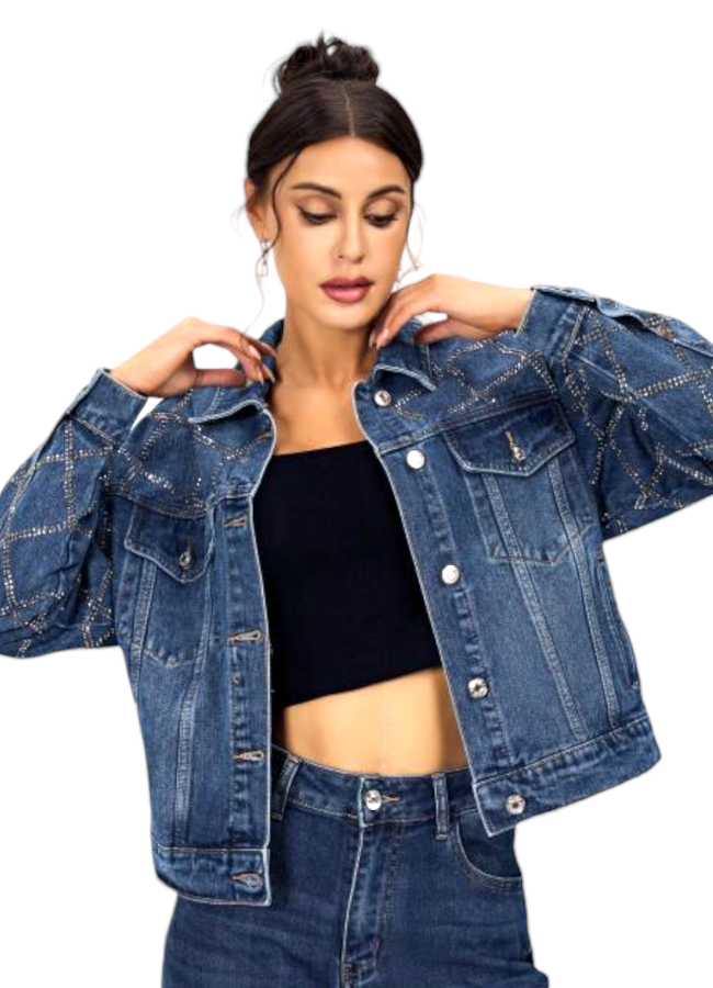 γυναικείο τζιν σακάκι μπουφάν με στρας