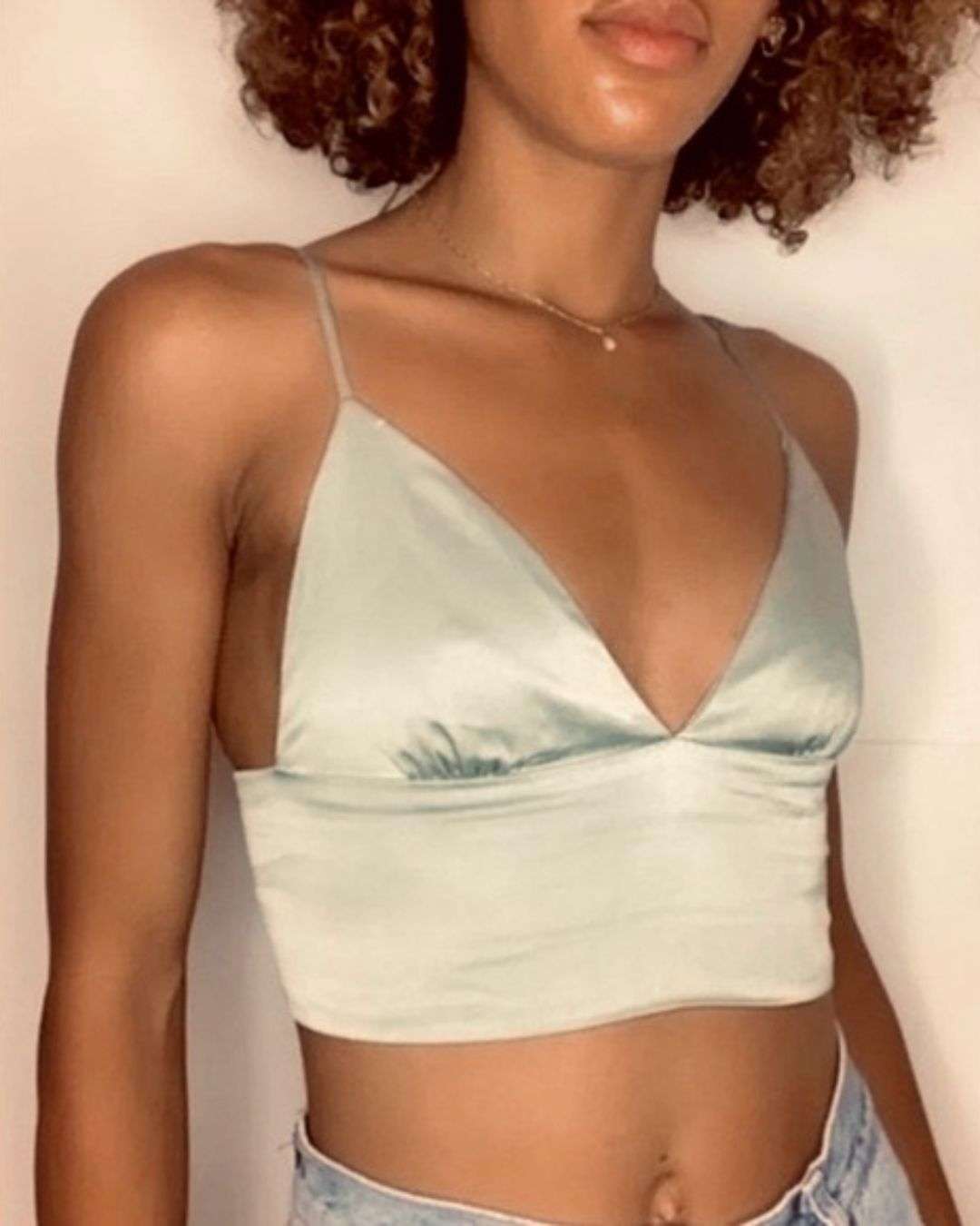 satine crop top σε χρωμα μπεζ άμμου