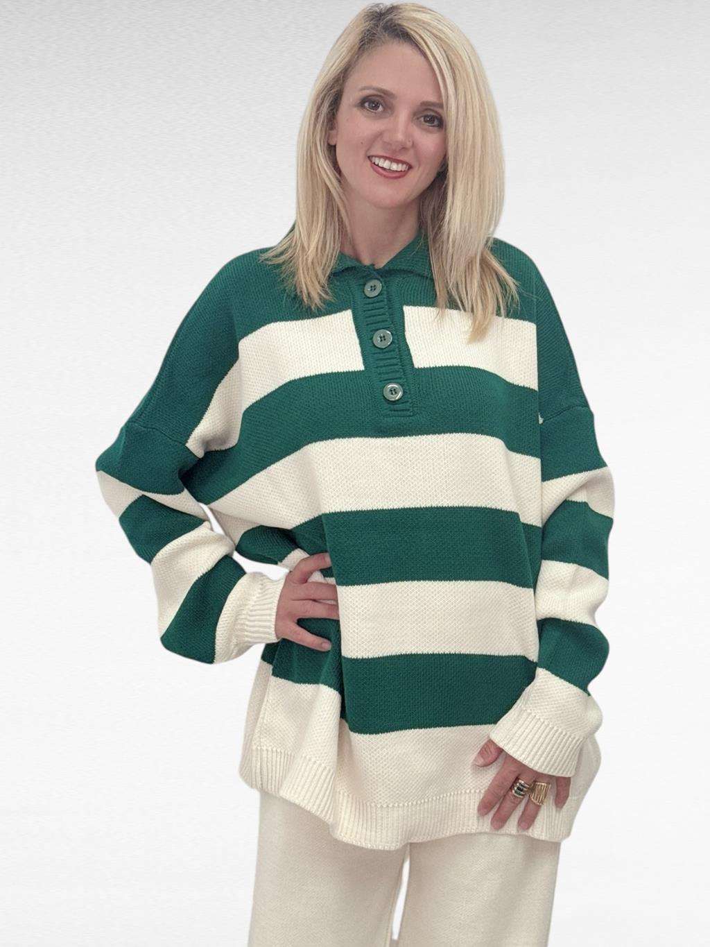 ♥style 22000   Πλεκτό σετ με oversize μπλούζα με γιακαδάκι Το παντελόνι σε ίσια γραμμή με λάστιχο πλέξης στην μέση του Σε 7 συνδυασμούς χρωμάτων 