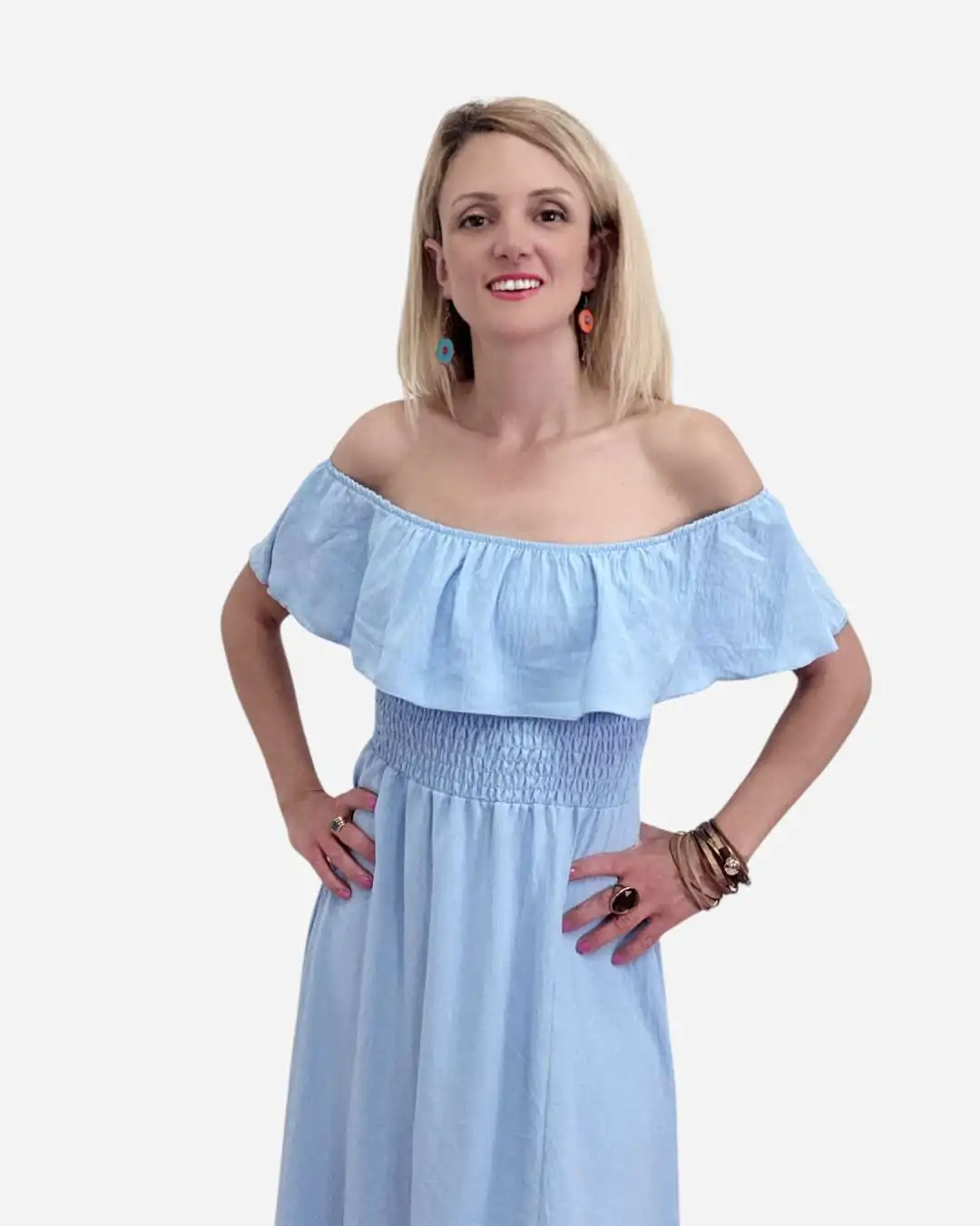 Θηλυκό σκίσιμο μπροστά για άνεση και στυλ χρώμα σιέλ