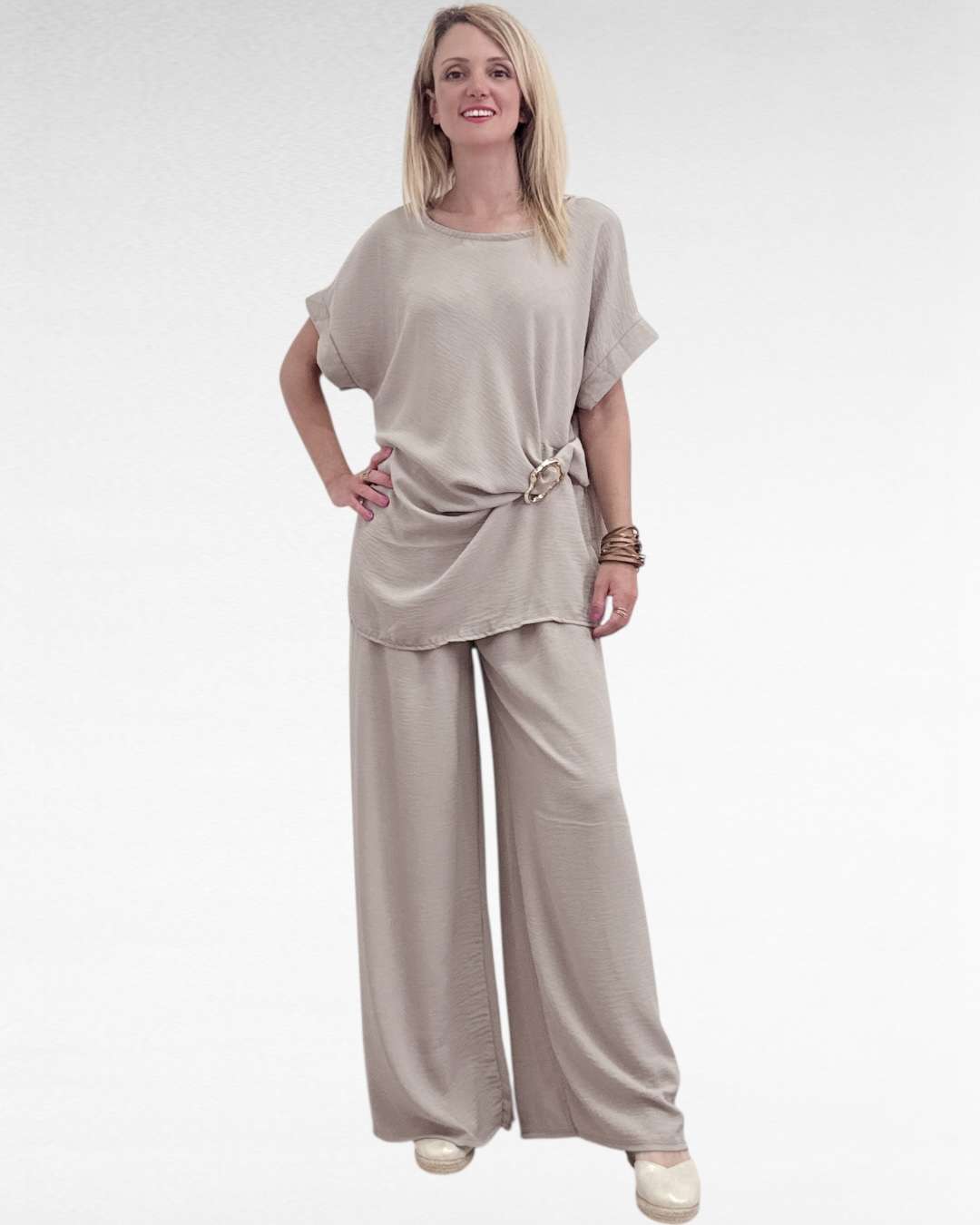 Μονόχρωμο Oversize Set με αγκράφα Grey