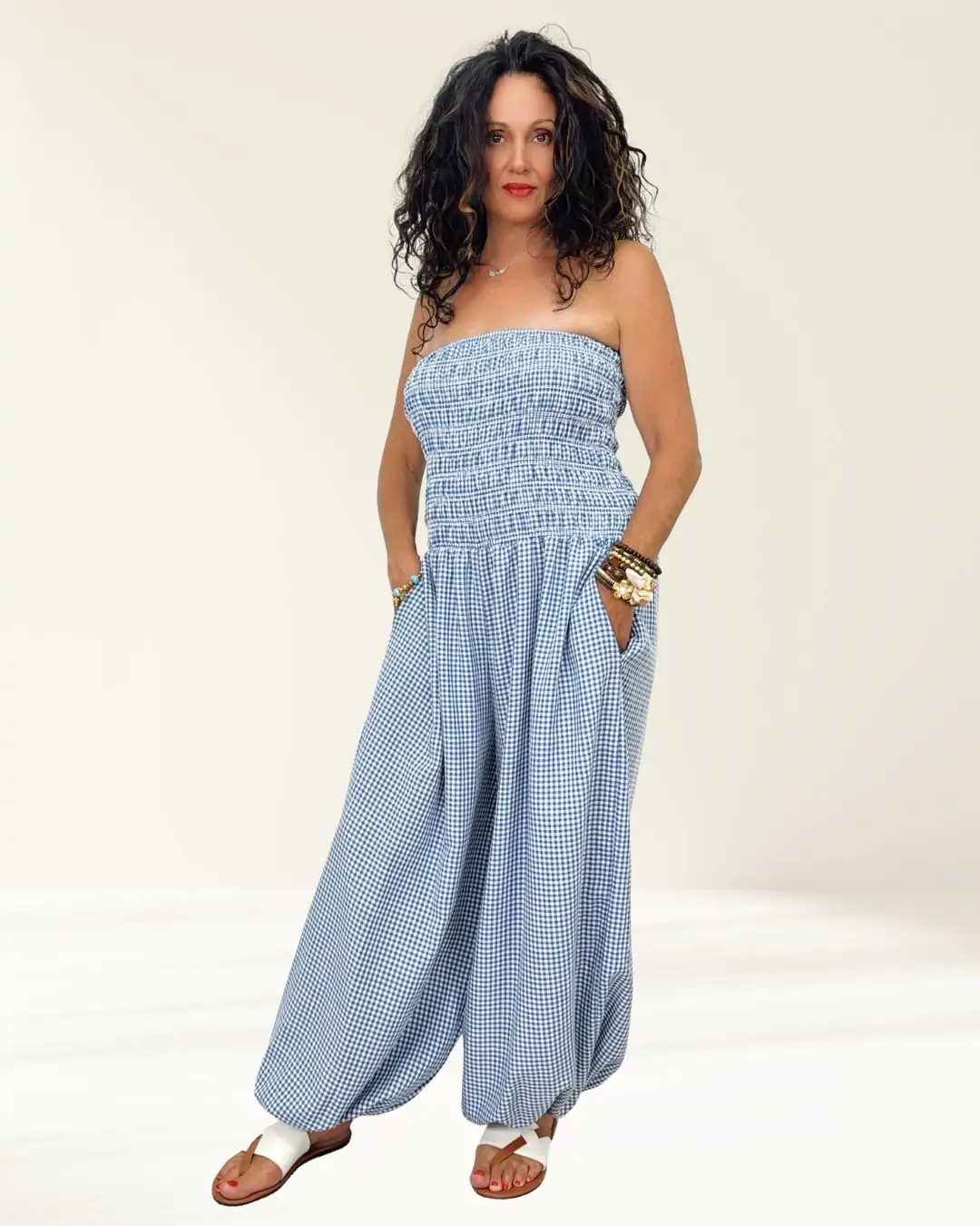 Σιέλ Ολόσωμη Φόρμα strapless Καρό