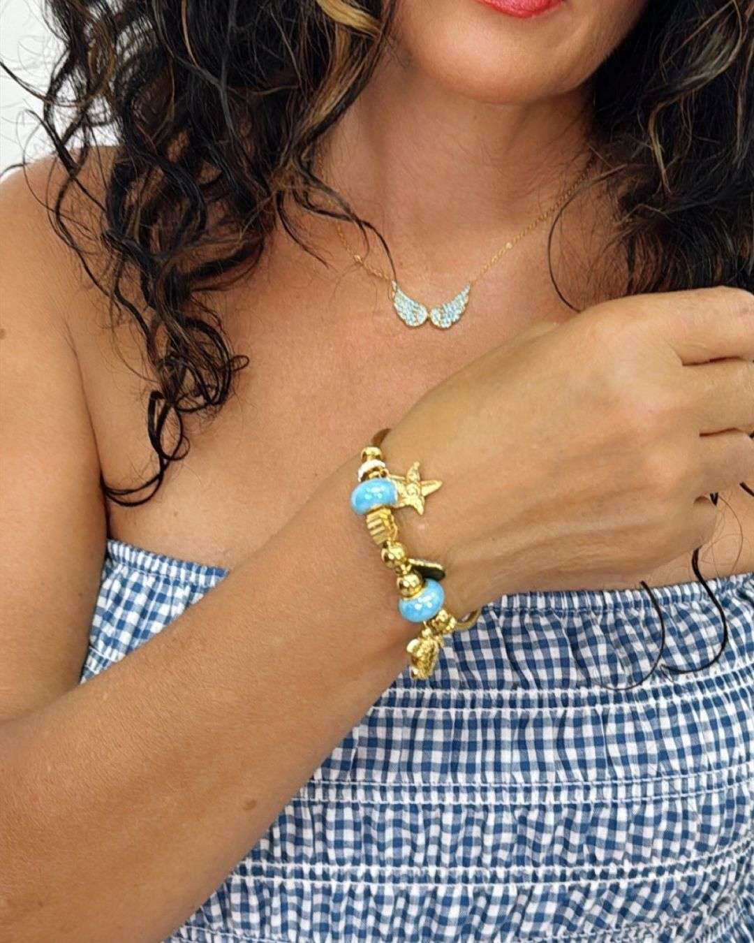 Cuff βραχιόλι Χρυσό με καλοκαιρινά Charms