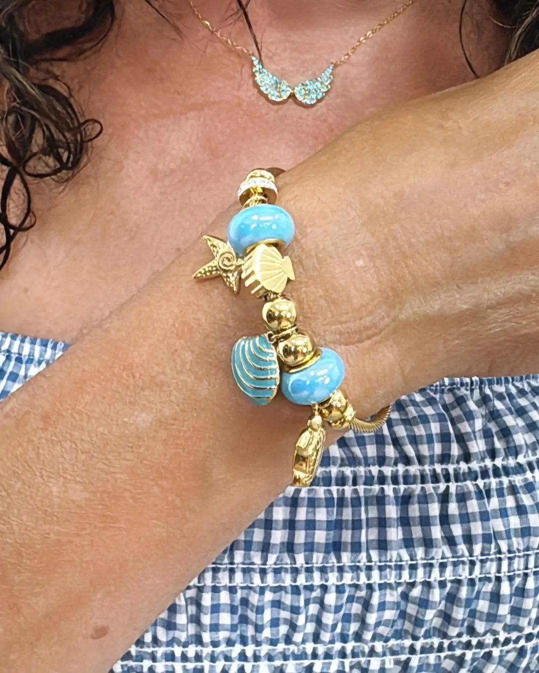 Cuff βραχιόλι Χρυσό με καλοκαιρινά Charms