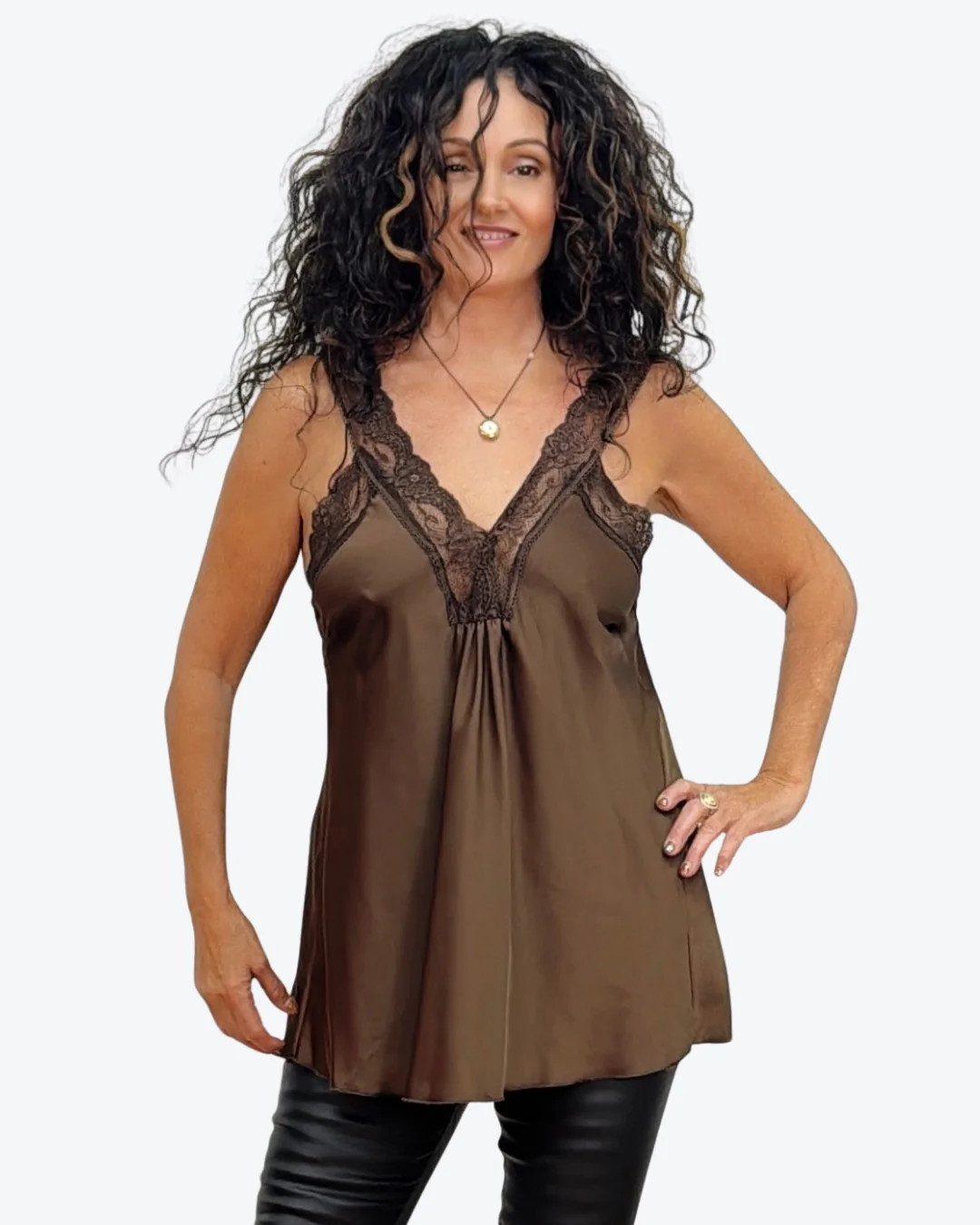 satine top with lace