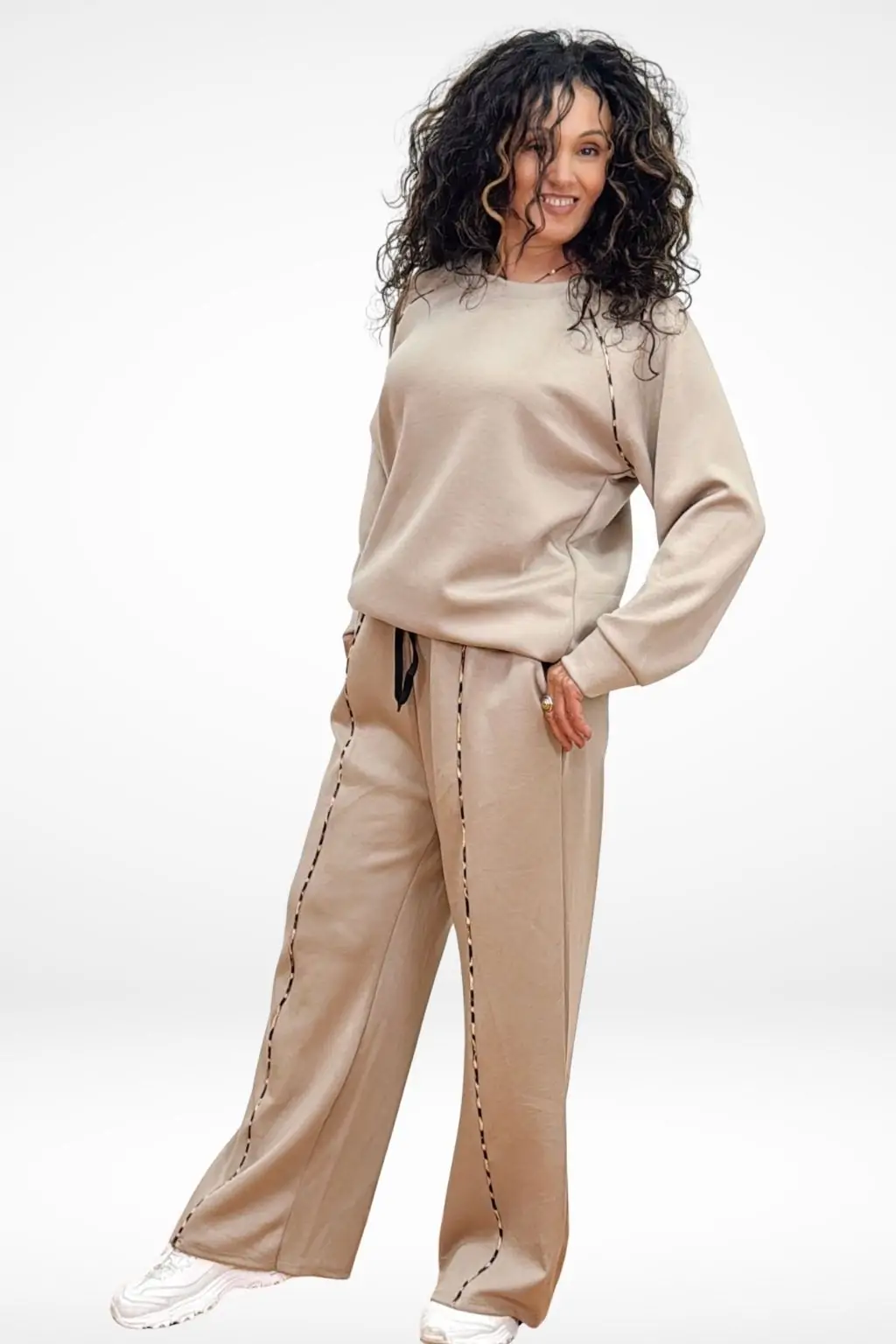 Άνετο oversized σετ ρούχων μπεζ